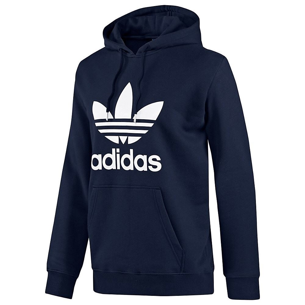 Navy Adidas Trifold Logo Basic Pullover Hoodie - image 2